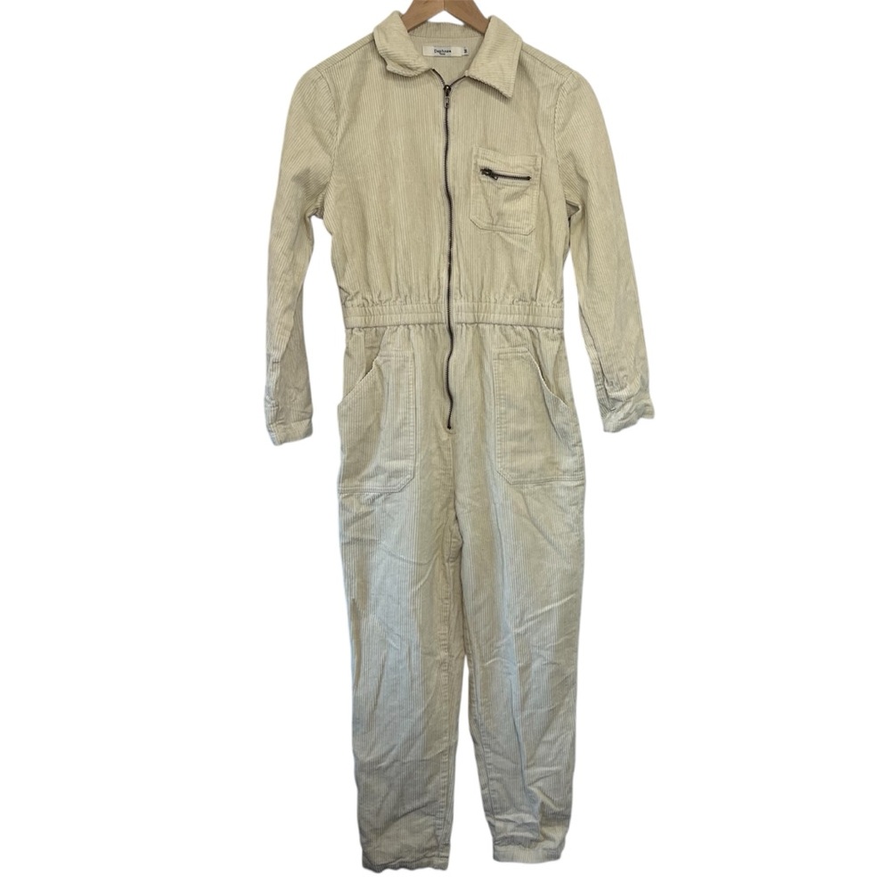 Daphnea Paris Women’s Sz M Cotton Cordoroy Zip Jumpsuit w/ Cinch Waist Utility